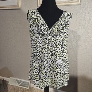 Avenue Sleeveless Ruffle Neck Abstract Print Tunic Top Plus Size 18 20